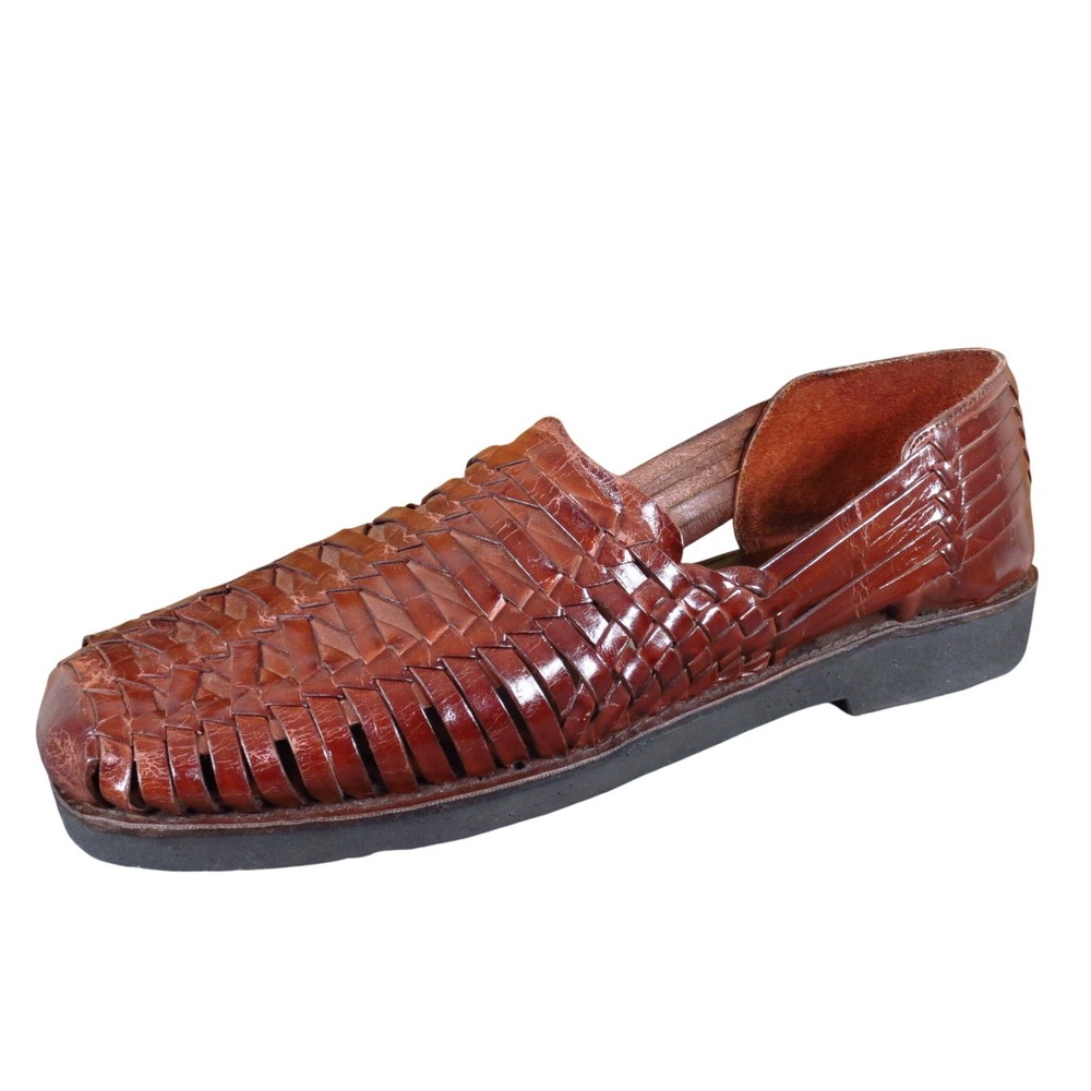 Sunsteps Hand Woven Mens Huarache Sandals Size 11.5 Casual Summer Brown Leather
